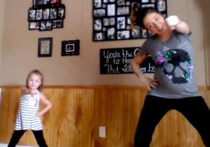 Pregnant mum busts a move with 6-year-old daughter